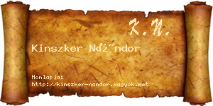 Kinszker Nándor névjegykártya